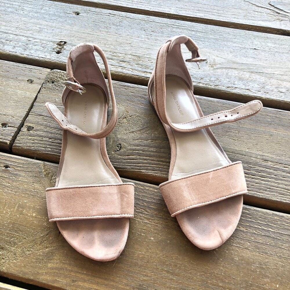 Ann Taylor Nude Suede Sandals